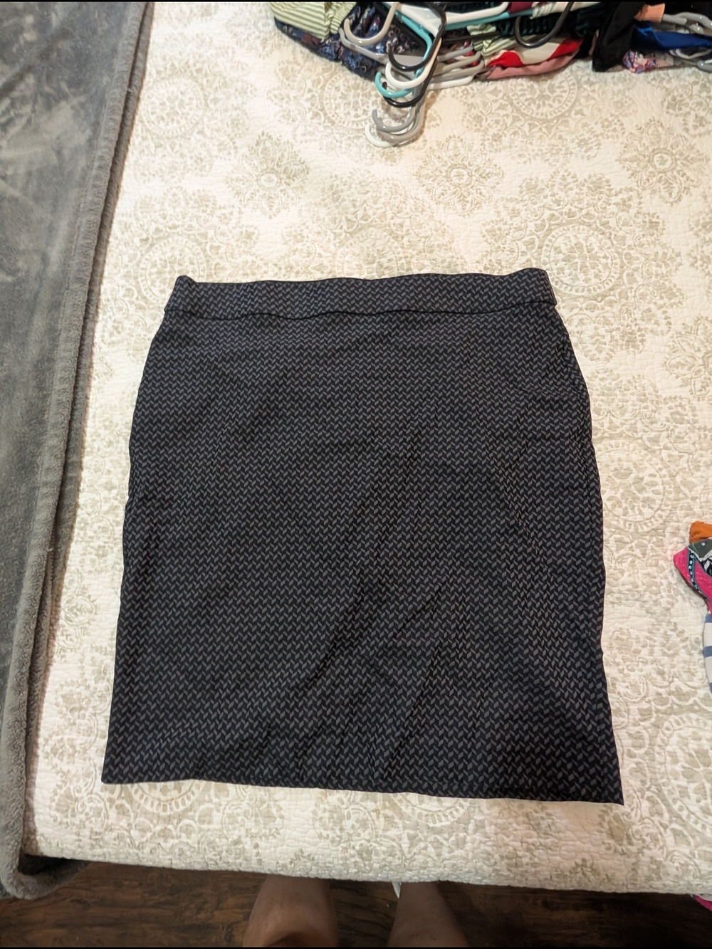 Elle Black Textured Pencil Skirt